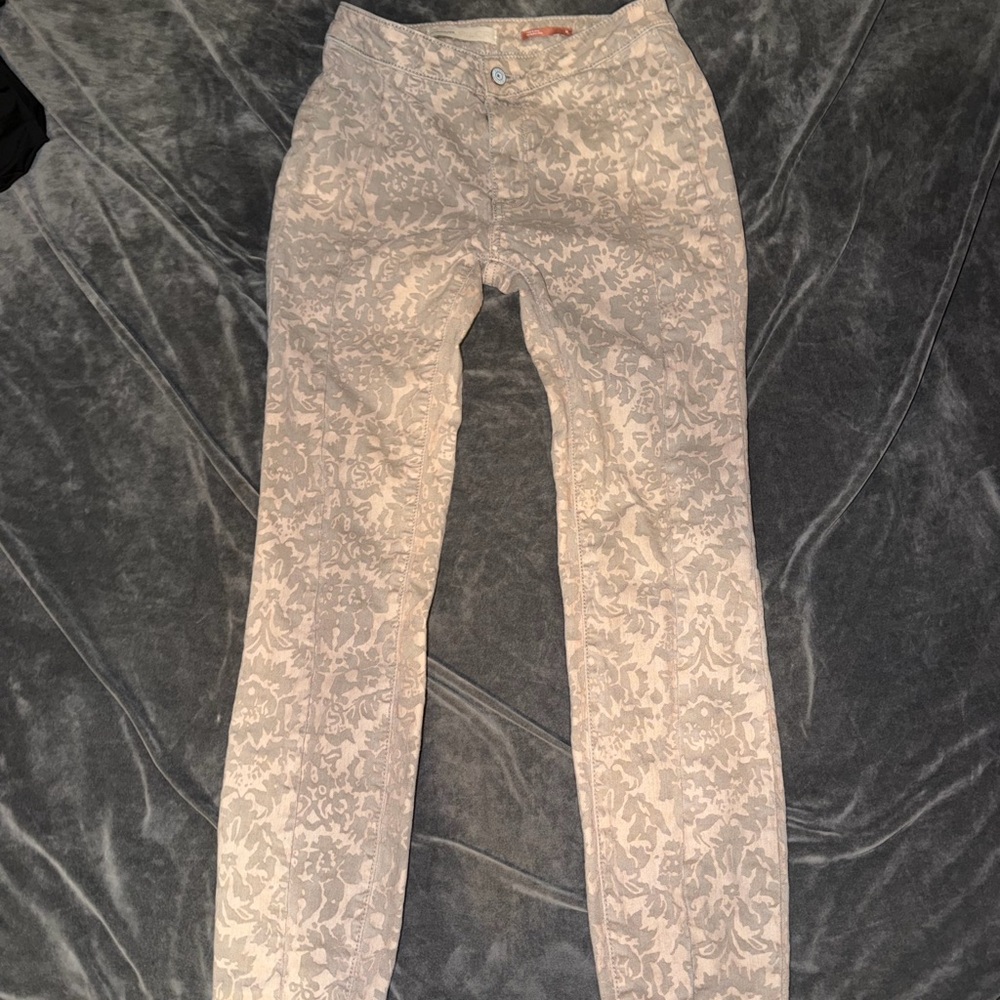 Anthropologie Pilcro Flocked Baroque Floral High Rise Skinny Jeans Size 26